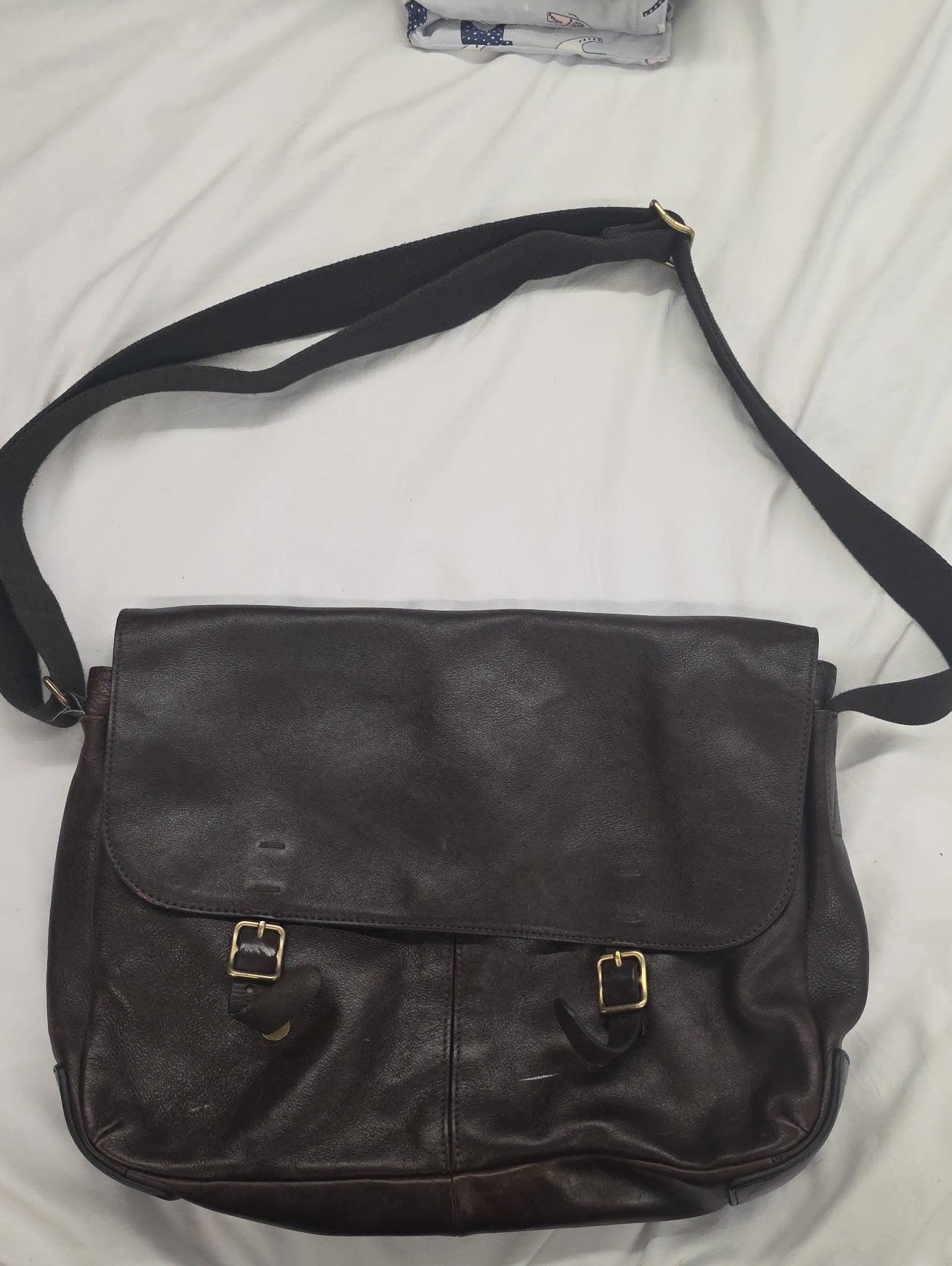 Fossil Mbg9373 Brown Leather Messenger Bag Laptop Crossbody Satchel